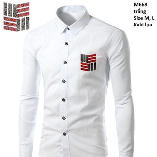 M668 - ÁO SƠ MI NAM LOGO ĐEN ĐỎ 4 GÓC