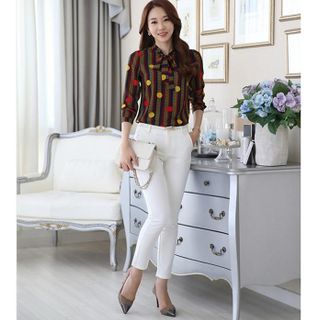 Áo in 3D : Thắt Nơ Sọc Chấm Bi Thời Trang