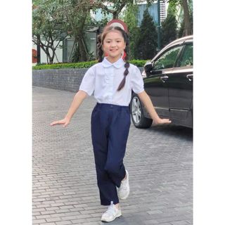 Quần Tây Học Sinh Cấp 1-2 Màu Xanh Than - Chất Tuyết Mưa, Chun Sau Thoải Mái