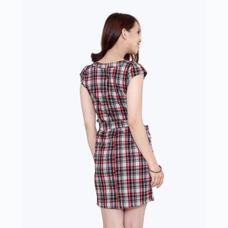 Đầm Caro Phối Dây Thắt Thời Trang Eden
