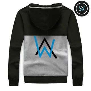 M664 - ÁO KHOÁC NAM XÁM ĐEN CÓ NÓN ALAN WALKER (LOGO LỚN)