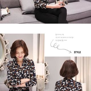 Áo sơ mi tay dài cổ trụ họa tiết hoa bi thời trang - TP905 - Sale 85.000đ