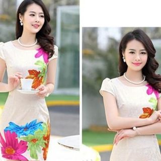 Đầm công sở in 3D hoa lá Jenna đủ size giá sale 145.000đ