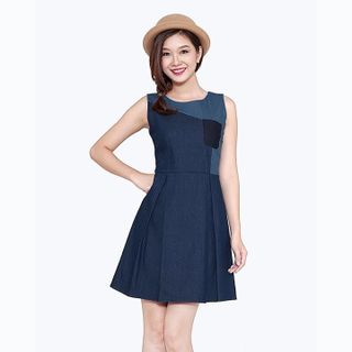 Đầm Jean Form Xòe Phối Túi Thời Trang Eden