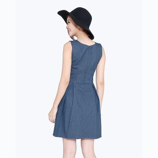 Đầm Jean Form Xòe Phối Túi Thời Trang Eden
