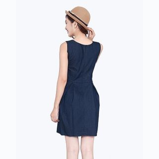 Đầm Jean Form Xòe Phối Túi Thời Trang Eden