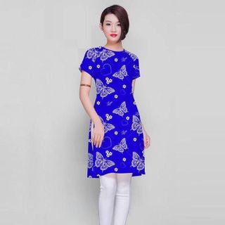 Áo Dài Cách Tân in 3D Có Size XXXL In Bướm Nền Xanh Giá Sale 145.000đ