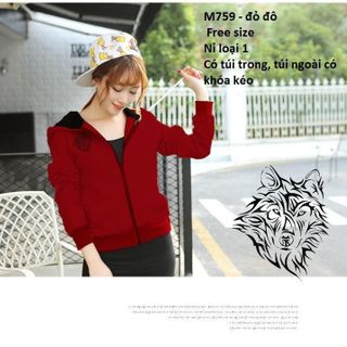 M759 - ÁO KHOÁC NỮ NỈ CÓ NÓN HÌNH SÓI ( 51 - VAI PHẢI)