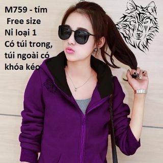 M759 - ÁO KHOÁC NỮ NỈ CÓ NÓN HÌNH SÓI ( 51 - VAI PHẢI)