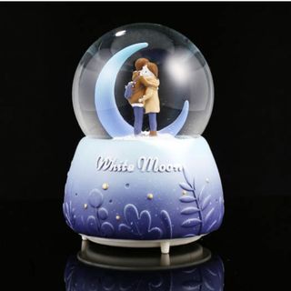 Quả cầu pha lê tuyết cặp đôi có hộp phát nhạc và đèn phát sáng đổi màu