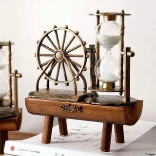 Đồng hồ cát phong cách cổ điển để bàn trang trí phòng, Đồng hồ cát chảy kệ gỗ decor, Quà tặng lưu niệm, Trang trí nhà