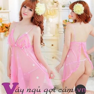 Đầm ngủ ren lưới hoa MÀU HỒNG. Mã sản phẩm: 91889