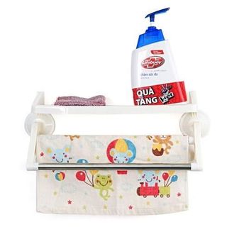 Kệ mini 2 in 1 đựng đồ có 2 thanh treo khăn