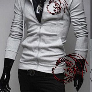 M727 - ÁO KHOÁC NAM NỈ CÓ NÓN DRAGON ĐEN ĐỎ( 27 - NGỰC TRÁI)