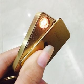 quẹt điện logo mạ vàng   cao cấp