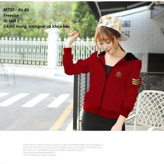 M737 - ÁO KHOÁC NỮ NỈ CÓ NÓN LOGO THỦY THỦ