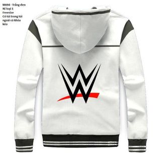 M694 - ÁO KHOÁC NAM TRẮNG ĐEN LOGO WWE ( 25 - SAU LƯNG)