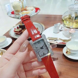 SET ĐỒNG HỒ NỮ DÂY DA CHÍNH HÃNG FUNMEI F2076 BẠC CHỮ NHẬT FULLBOX TEM