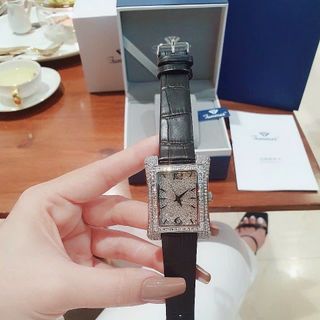 SET ĐỒNG HỒ NỮ DÂY DA CHÍNH HÃNG FUNMEI F2076 BẠC CHỮ NHẬT FULLBOX TEM