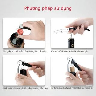 Dụng cụ mở nắp rượu, bia 3 in 1, Đồ Khui Rượu Vang Đa Năng thép không gỉ - Dụng cụ mở rượu giá sỉ