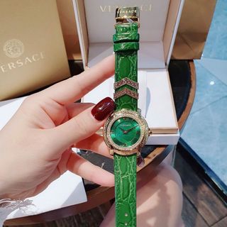 ĐỒNG HỒ NỮ CAO CẤP VERSAT DV25 DÂY DA CÁ SẤU MẶT TRÒN VIỀN HOA VĂN