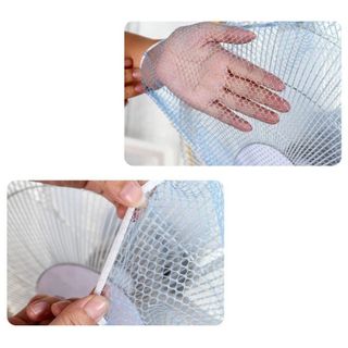 Màn lưới trùm quạt có hình hoạt hoạ dễ thương bảo vệ em bé có dây chun - màn bọc quạt giá sỉ