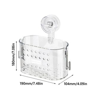 Khay ráo nước nhà tắm có Móc Chân Không ,Giỏ đựng cốc có thể tháo rời đa chức năng, Giá đựng đồ vệ sinh trong suốt không cần khoan - Kệ đựng đồ nhà tắm không cần khoan giá sỉ