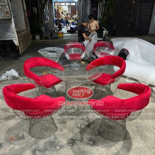 bàn ghế cafe nhà hàng inox 304 bộc  nệm màu theo yêu cầu