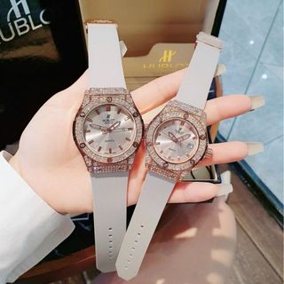 SALE BỎ MẪU ĐỒNG HỒ NAM NỮ THỜI TRANG HUPLOT 2 VIỀN HỘT DÂY CAO SU