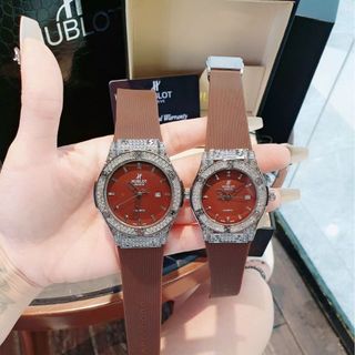 SALE BỎ MẪU ĐỒNG HỒ NAM NỮ THỜI TRANG HUPLOT 2 VIỀN HỘT DÂY CAO SU