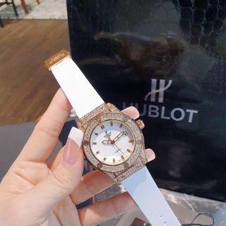 SALE BỎ MẪU ĐỒNG HỒ NỮ HUPLOT VIỀN HỘT DÂY CAO SU TRẮNG
