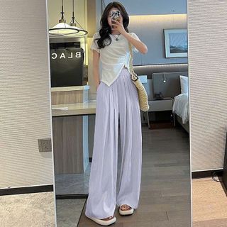 Quần Ống Rộng Lưng Thun Chất Dù Gió Nhăn Mịn Mát 2 Size - L & XL