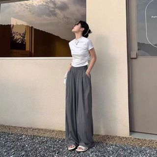 Quần Ống Rộng Lưng Thun Chất Dù Gió Nhăn Mịn Mát 2 Size - L & XL