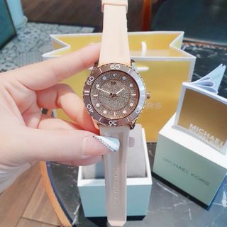 ĐỒNG HỒ NỮ CAO CẤP MICHAEL K 6854 DÂY CAO SU HỒNG
