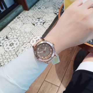 ĐỒNG HỒ NỮ CAO CẤP MICHAEL K 6854 DÂY CAO SU HỒNG