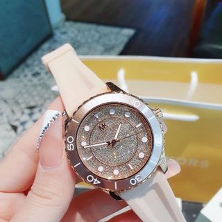 ĐỒNG HỒ NỮ CAO CẤP MICHAEL K 6854 DÂY CAO SU HỒNG