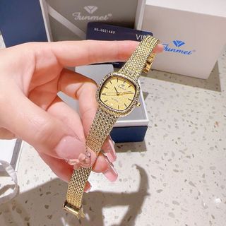 ĐỒNG HỒ NỮ CHÍNH HÃNG FUNMEI F2109 MẶT VUÔNG MINI DÂY LƯỚI THÉP FULLBOX TEM