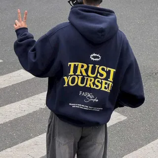 Áo khoác Zip Boxy TRUST YOURSELF chất nỉ bông dáng rộng hoodie zip from rộng nam nữ unisex