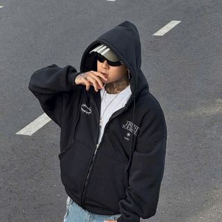 Áo khoác Zip Boxy TRUST YOURSELF chất nỉ bông dáng rộng hoodie zip from rộng nam nữ unisex