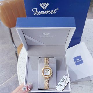 ĐỒNG HỒ NỮ CHÍNH HÃNG FUNMEI F2125 MẶT VUÔNG VIỀN PHA LÊ FULLBOX TEM HÃNG