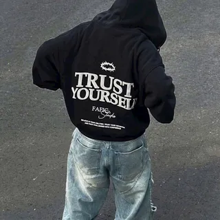 Áo khoác Zip Boxy TRUST YOURSELF chất nỉ bông dáng rộng hoodie zip from rộng nam nữ unisex