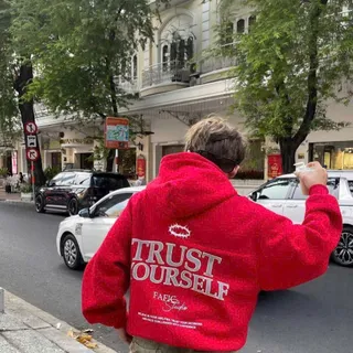 Áo khoác Zip Boxy TRUST YOURSELF chất nỉ bông dáng rộng hoodie zip from rộng nam nữ unisex