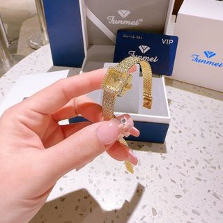 ĐỒNG HỒ NỮ CHÍNH HÃNG FUNMEI F2108 MẶT VUÔNG MINI DÂY LƯỚI THÉP FULLBOX TEM HÃNG