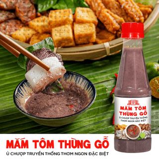MẮM TÔM THÙNG GỖ LÀNG CHÀI XƯA NGUYÊN LIỆU TÔM TÉP TƯƠI, THƠM NGON ĐẶC BIỆT CHAI 260G