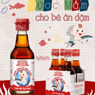 [LỐC 4 CHAI] NƯỚC MẮM CÁ CƠM THAN LÀNG CHÀI XƯA CHO BÉ ĂN DẶM TỪ 6 THÁNG TUỔI, AN TOÀN, NHIỀU CÁ ÍT MUỐI CHỨA NHIỀU VITAMIN 60ML/CHAI - LÀNG CHÀI XƯA