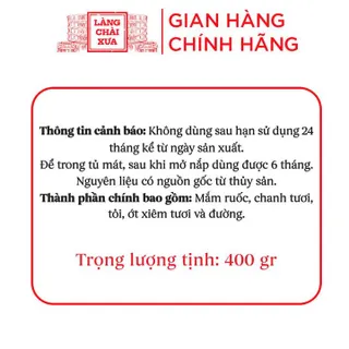 MẮM RUỐC TỎI ỚT ĂN LIỀN NGUYÊN LIỆU TƯƠI THƠM NGON ĐẶC BIỆT LÀNG CHÀI XƯA MẮM RUỐC TỎI ỚT HŨ 400G