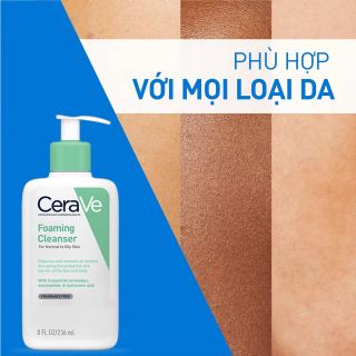 Sửa rửa mặt CERAVE cho da mụn, da nhạy cảm - 236 ml