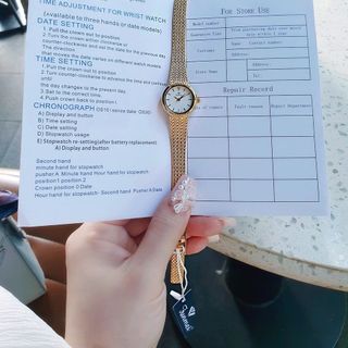 ĐỒNG HỒ NỮ CHÍNH HÃNG VINTAGE FUNMEI F2148 MẶT TRÒN MINI DÂY LƯỚI THÉP FULLBOX TEM HÃNG