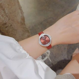 XẢ KHO ĐỒNG HỒ NỮ CAO CẤP XWAROSKI DÂY DA ĐỎ