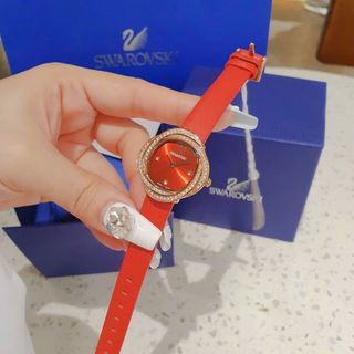 XẢ KHO ĐỒNG HỒ NỮ CAO CẤP XWAROSKI DÂY DA ĐỎ